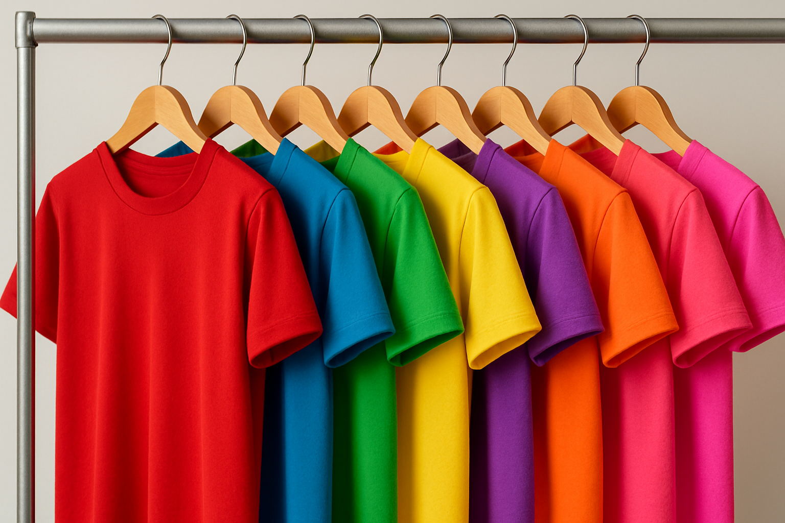 shirts in verschiedenen Farben hängend 